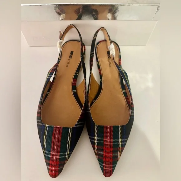 Matiko Multicolor Plaid Slingback Flats - Picture 3 of 8